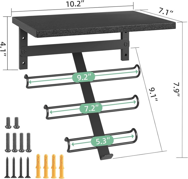 TJMOREE Resistance Rack Band Storage Hanger with Shelf Gym Equipment Organizer, Storage Rack for Home Gym,Black - Image 3